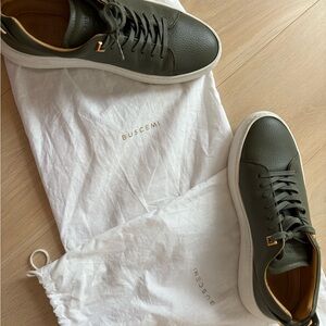 Buscemi Olive Green Leather Sneakers